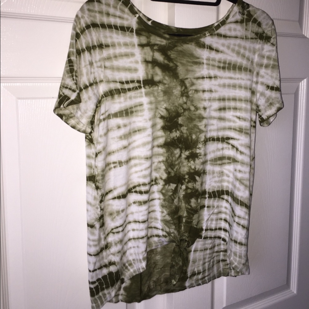 A green and white tie-dye shirt